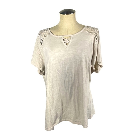 French Laundry Cream Blouse with Crochet Detail Size 2X - Picture 1 of 4